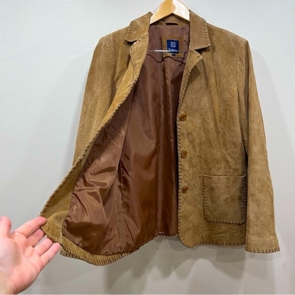 VINTAGE camel suede coastal cowgirl blazer size Large - Picture 5 of 12
